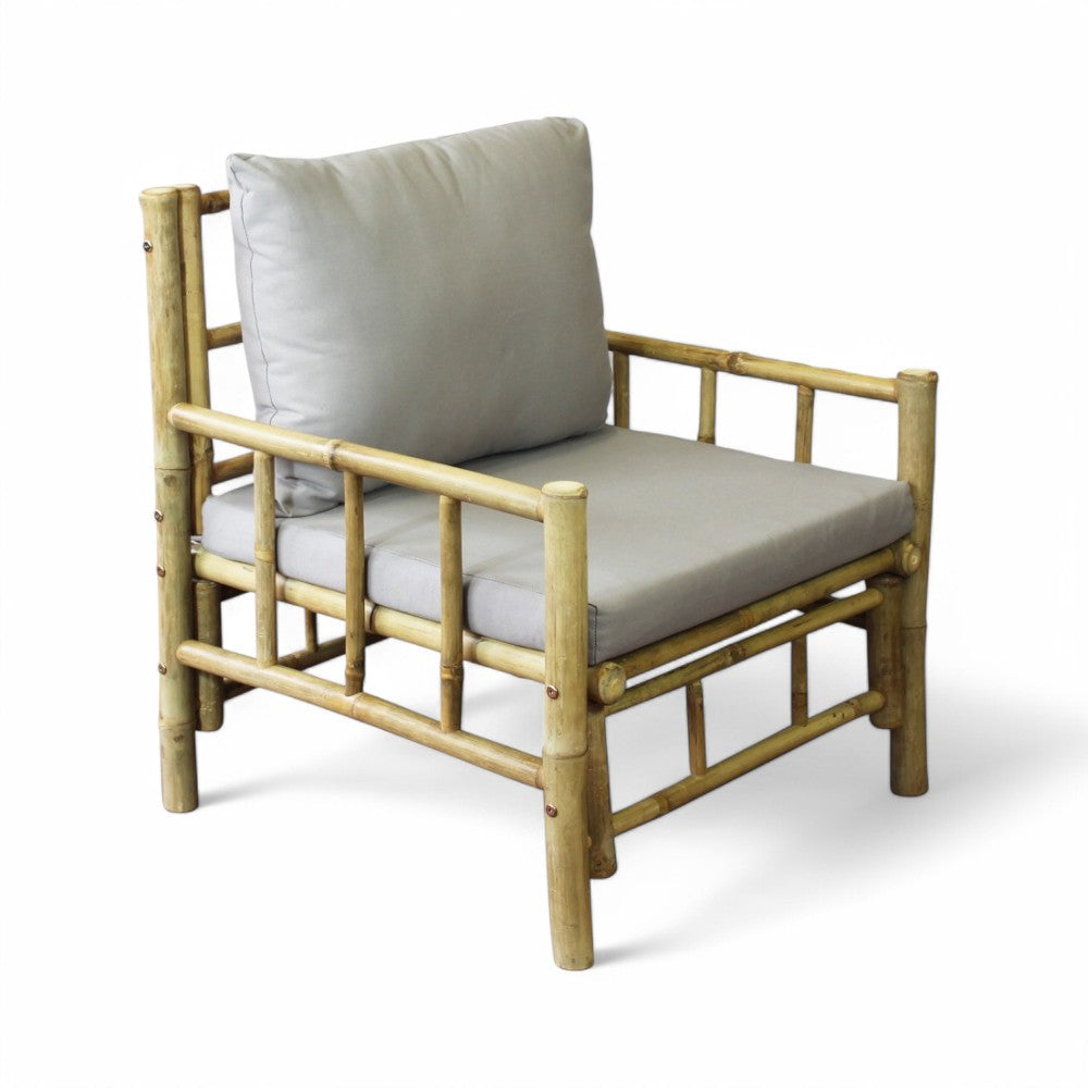 Poltrona in bamboo marrone con cuscino 70x70xH80 cm comoda ed elegante Margarita