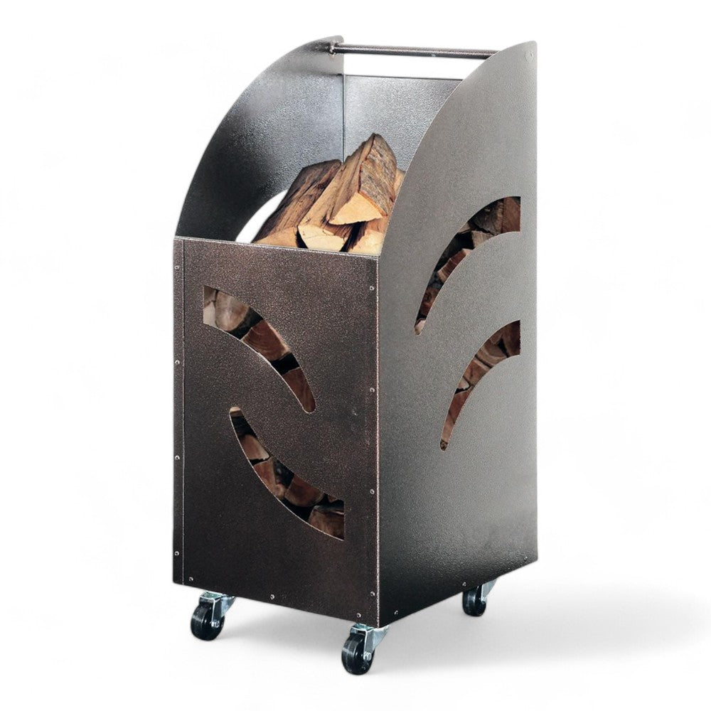 Carrello portalegna camino in ferro verniciato smontabile design salvaspazio 32x42x80h robusto trasporto legna