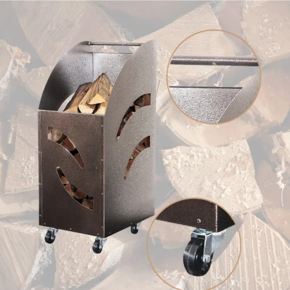 Carrello portalegna camino in ferro verniciato smontabile design salvaspazio 32x42x80h robusto trasporto legna