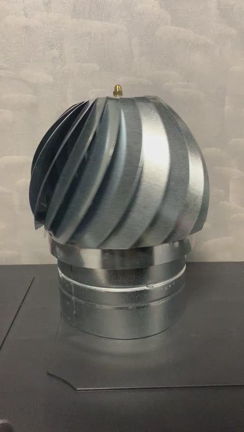 Fumaiolo girevole in acciaio zincato eolico a sfera per ventilazione tetti con attacco maschio