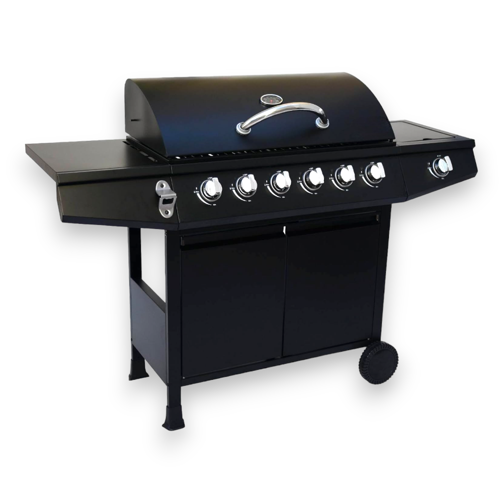 Barbecue a gas GPL in acciaio 6 bruciatori + fornello laterale Lapillo Magnum