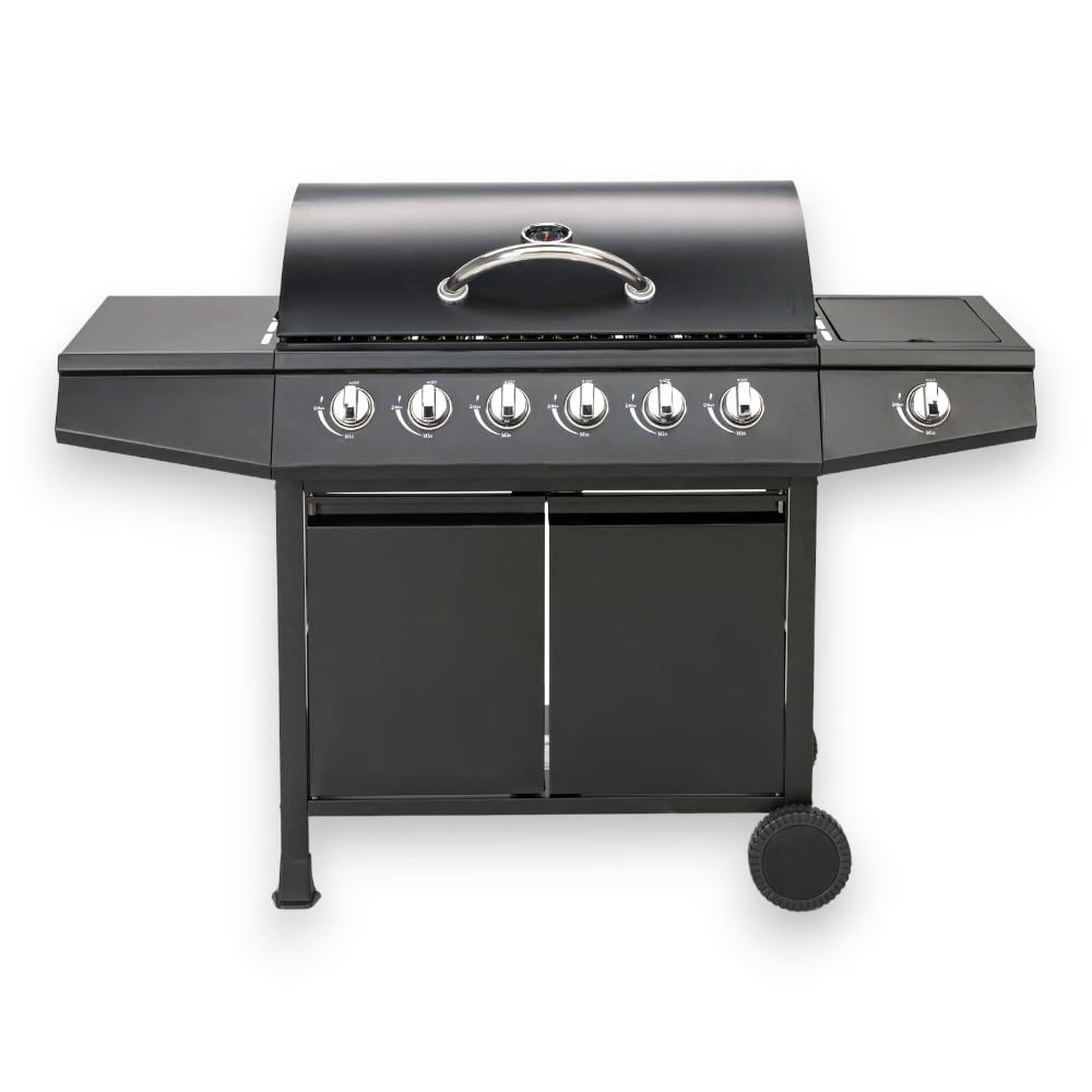 Barbecue a gas GPL in acciaio 6 bruciatori + fornello laterale Lapillo Magnum