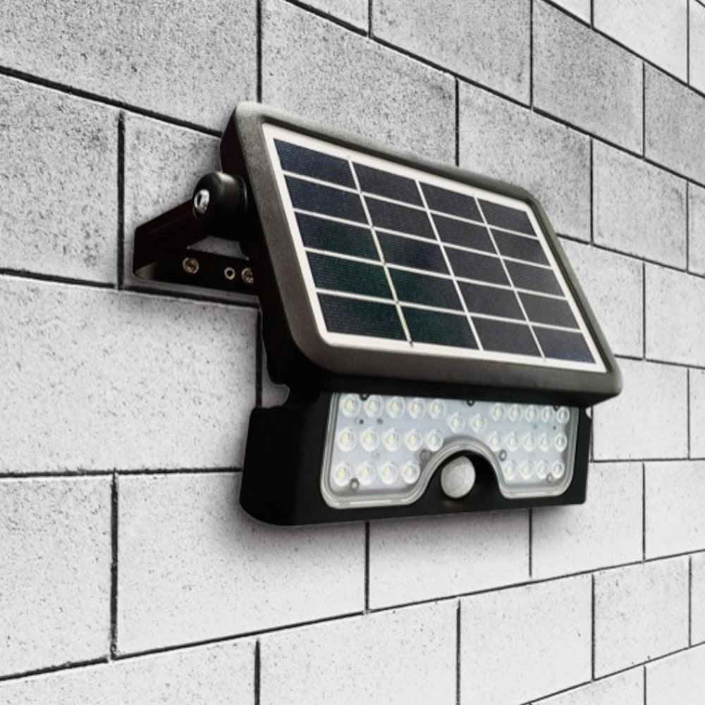 Proiettore LED alta luminosità con pannello fotovoltaico e staffa ruotabile 360°