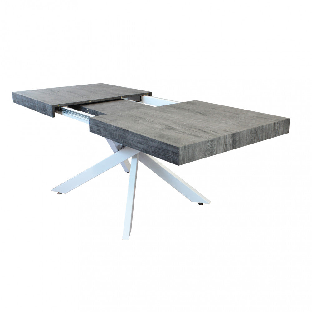 Tavolo allungabile con struttura in metallo antracite effetto legno 90x160/240xH75 cm