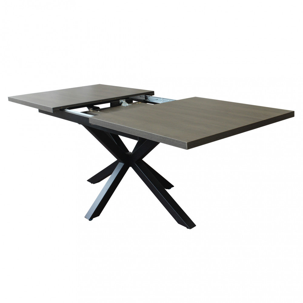 Tavolo allungabile con piano in mdf antracite e struttura in metallo nero 90x160/200xH75 cm Gariè