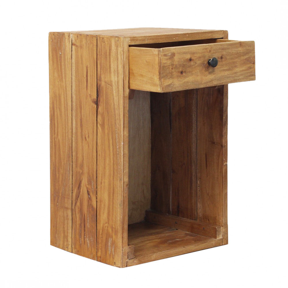 Mobiletto comodino in legno riciclato fisso 35x30x55 cm