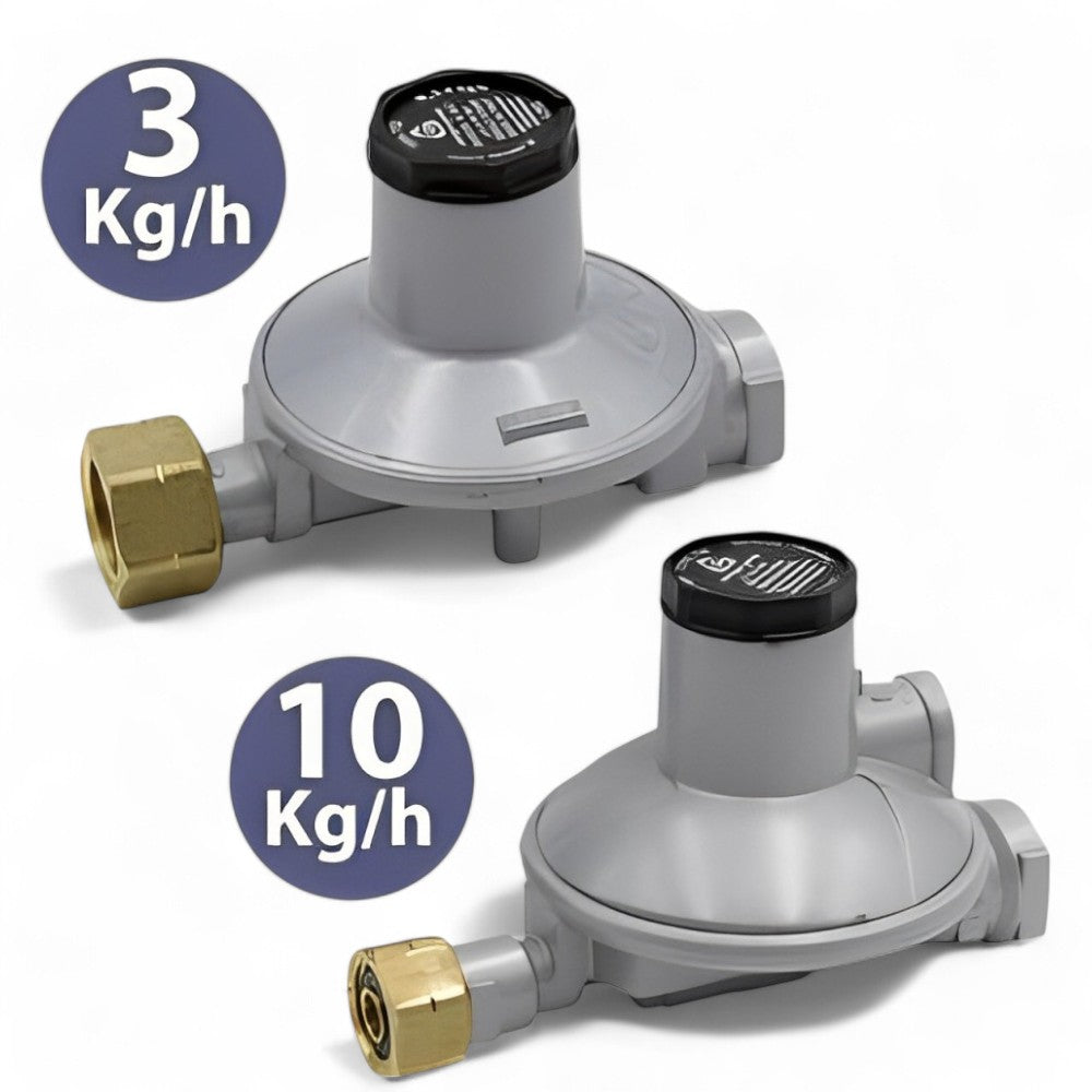 Regolatore gas bassa pressione con codolo con uscita 3/8 F