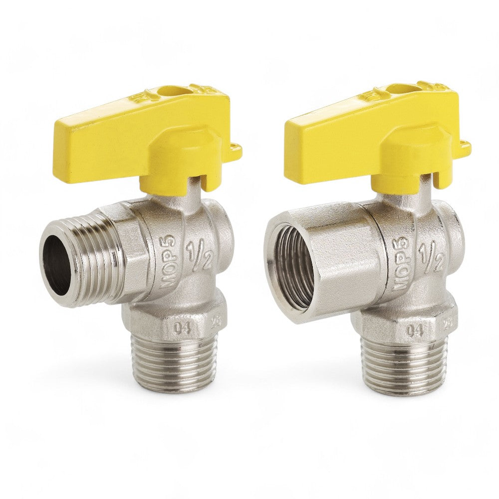 Rubinetto 1/2" a squadra per gas in alluminio con maniglia a farfalla