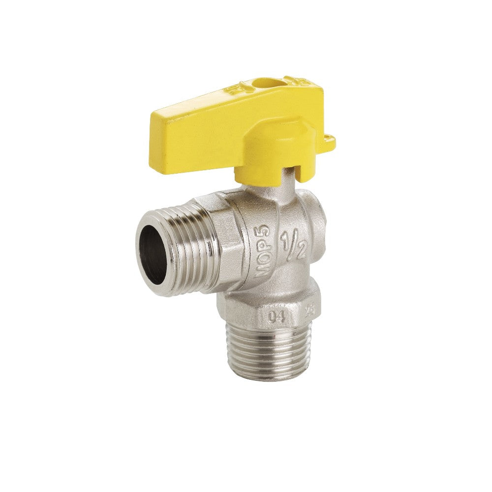 Rubinetto 1/2" a squadra per gas in alluminio con maniglia a farfalla