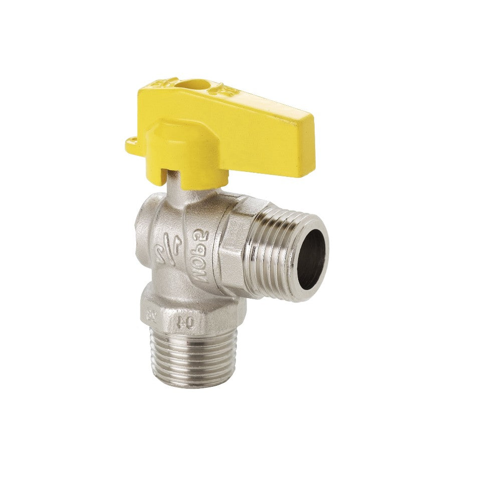 Rubinetto 1/2" a squadra per gas in alluminio con maniglia a farfalla