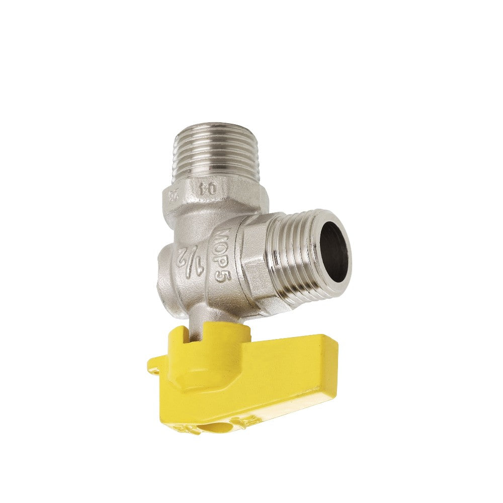 Rubinetto 1/2" a squadra per gas in alluminio con maniglia a farfalla