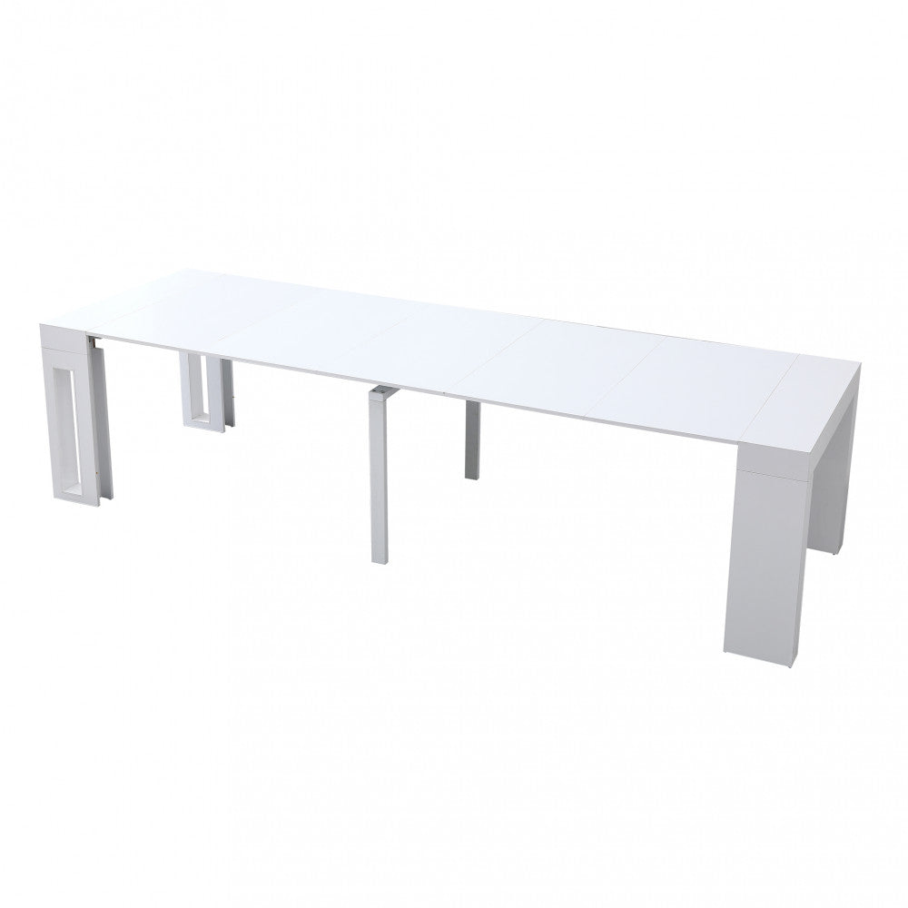 Tavolo consolle allungabile salvaspazio in mdf con struttura in metallo 90x45/300xH75 cm Napoca