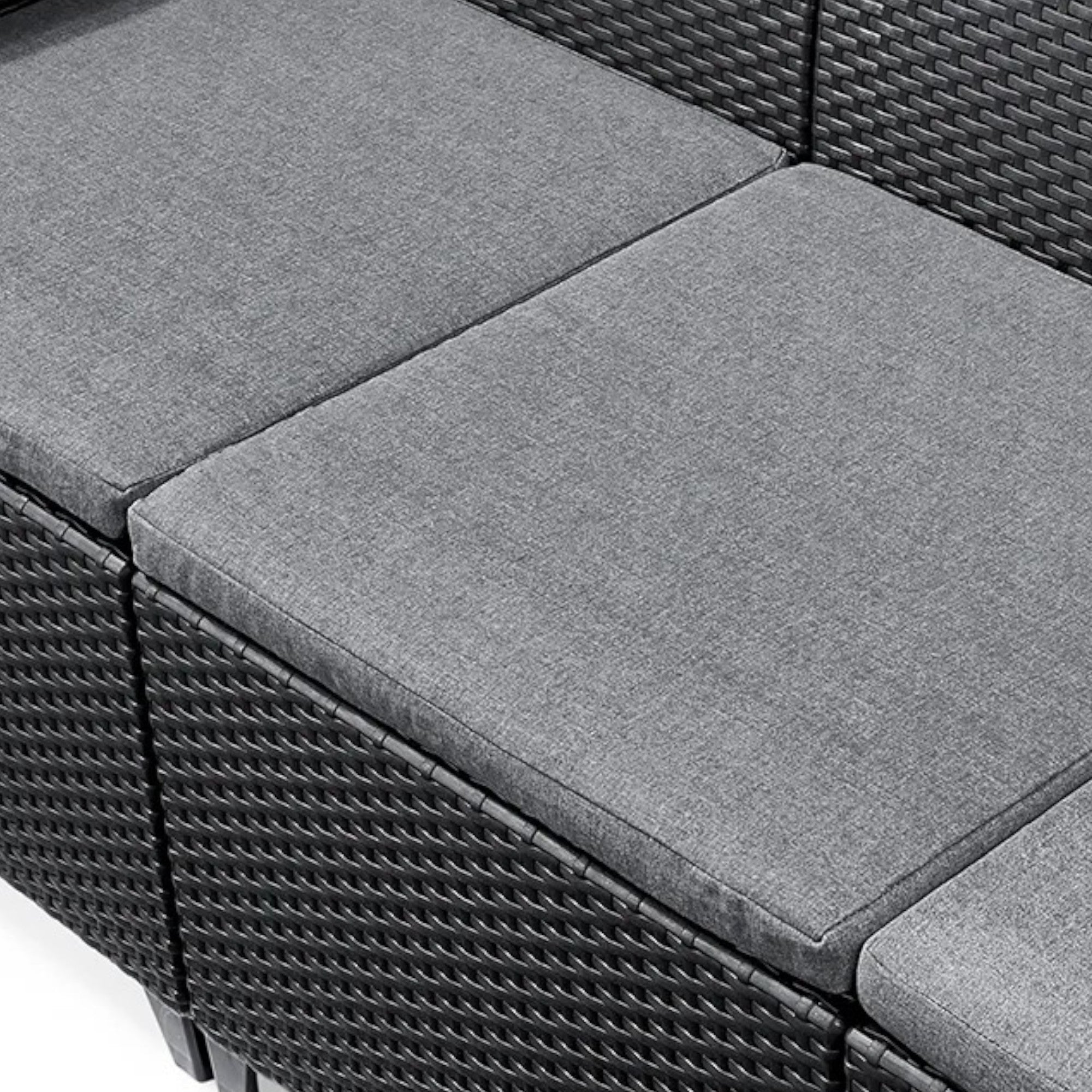 Salotto per esterno in resina effetto rattan 2 poltrone 1 divano triposto e 1 tavolino Emma Lounge