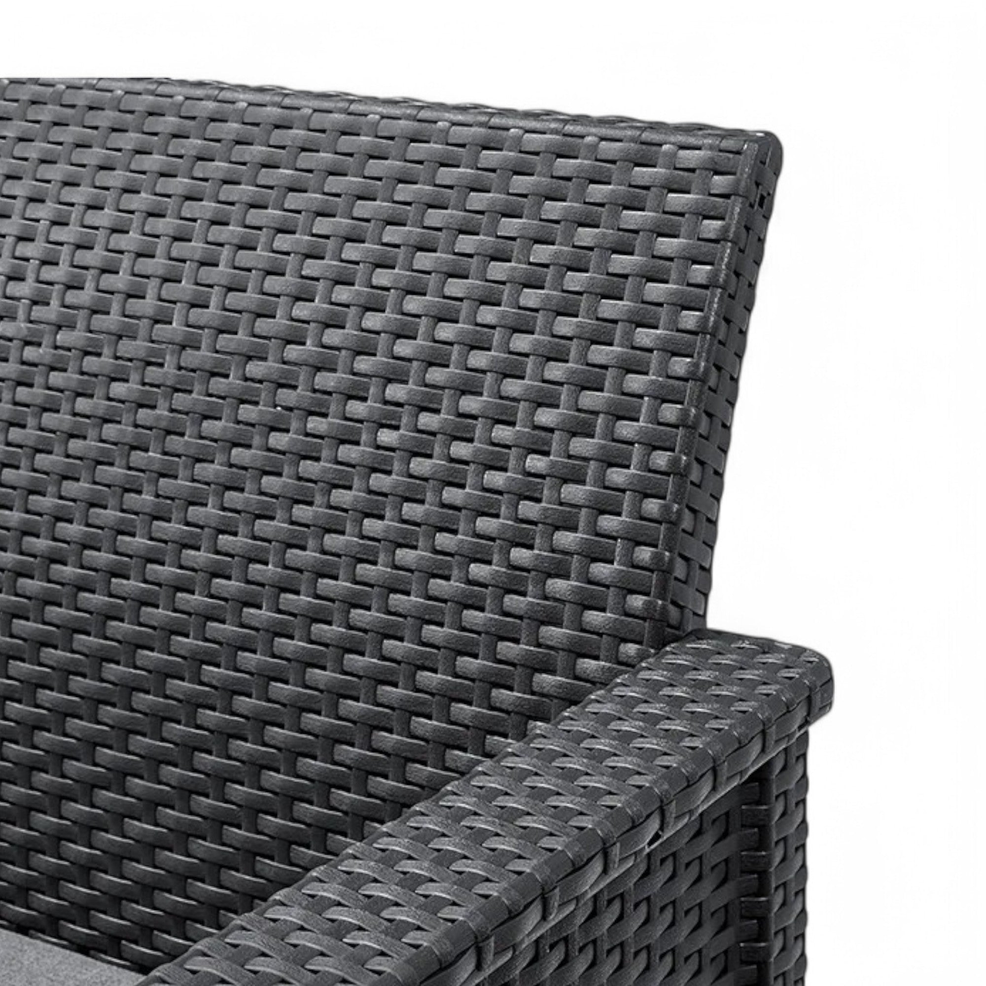 Salotto per esterno in resina effetto rattan 2 poltrone 1 divano triposto e 1 tavolino Emma Lounge