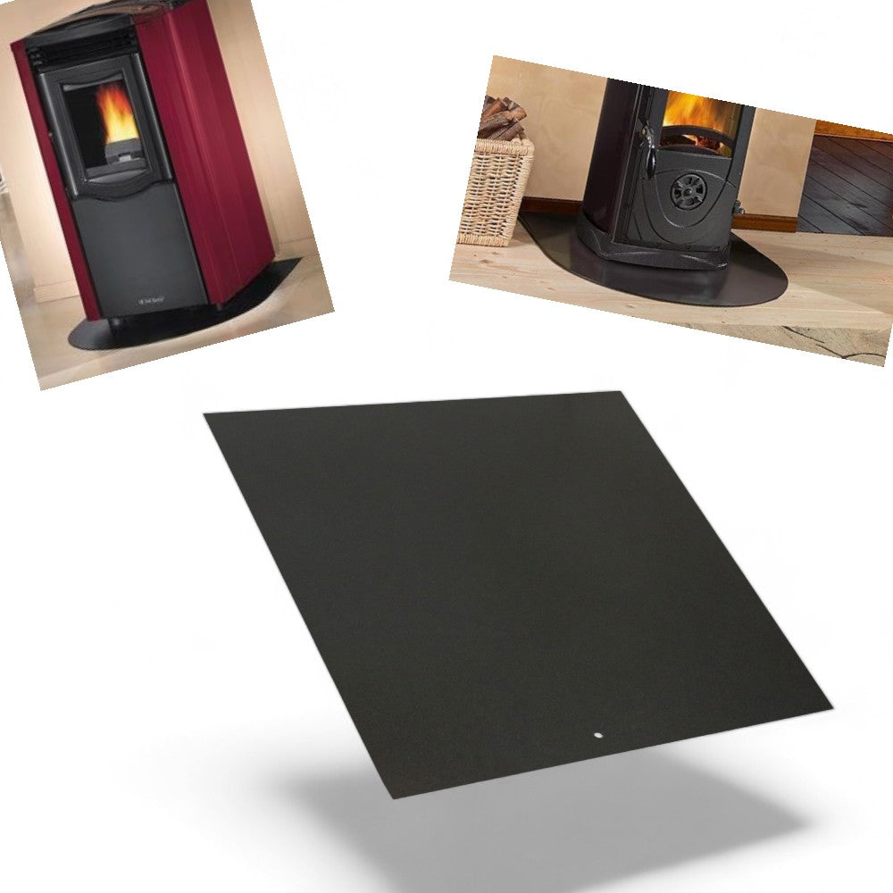 Pedana in acciaio salva pavimento quadrata per stufa a legna ed a pellet cm 69x69