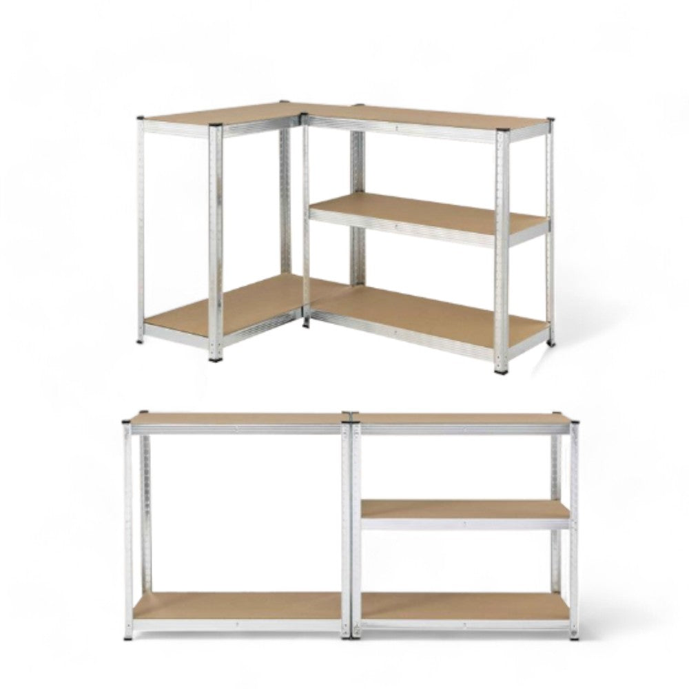 Scaffale in kit modulare in metallo zincato 5 ripiani con barre di rinforzo 90x40xH180 cm