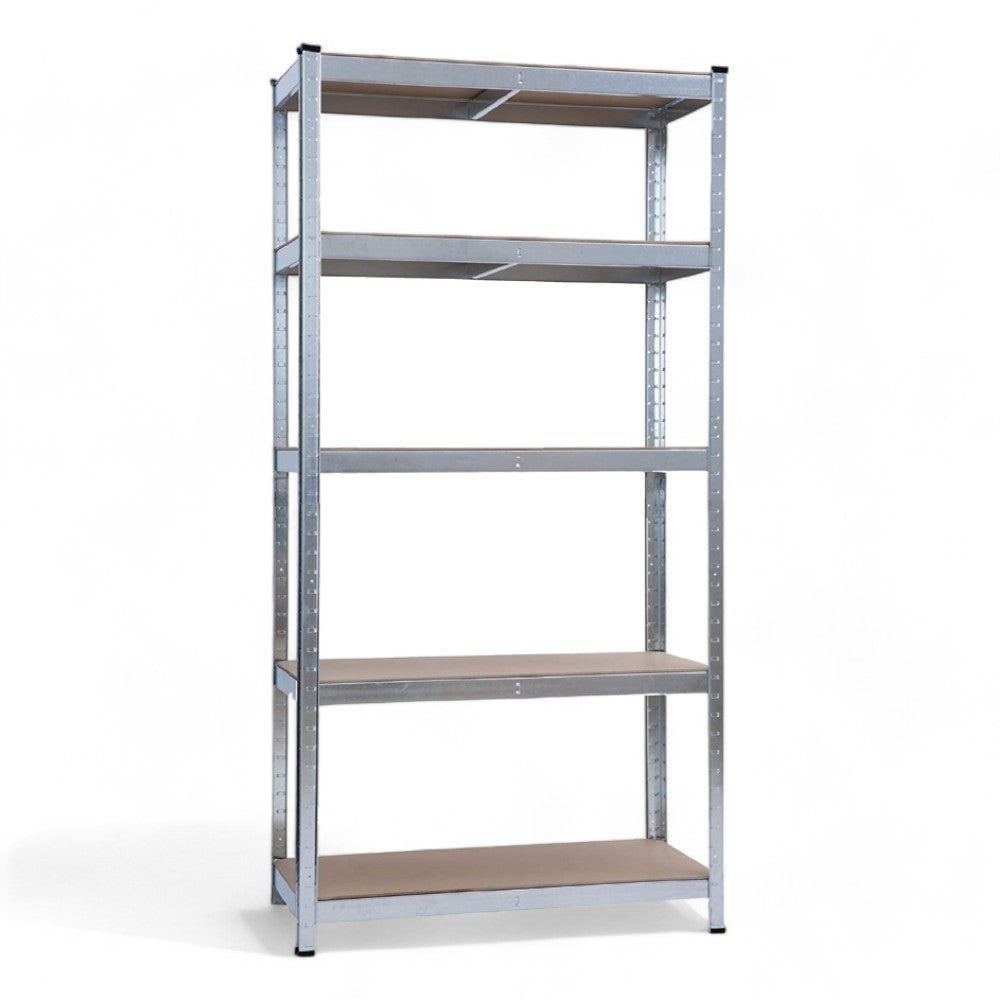 Scaffale in kit modulare in metallo zincato 5 ripiani con barre di rinforzo 90x40xH180 cm