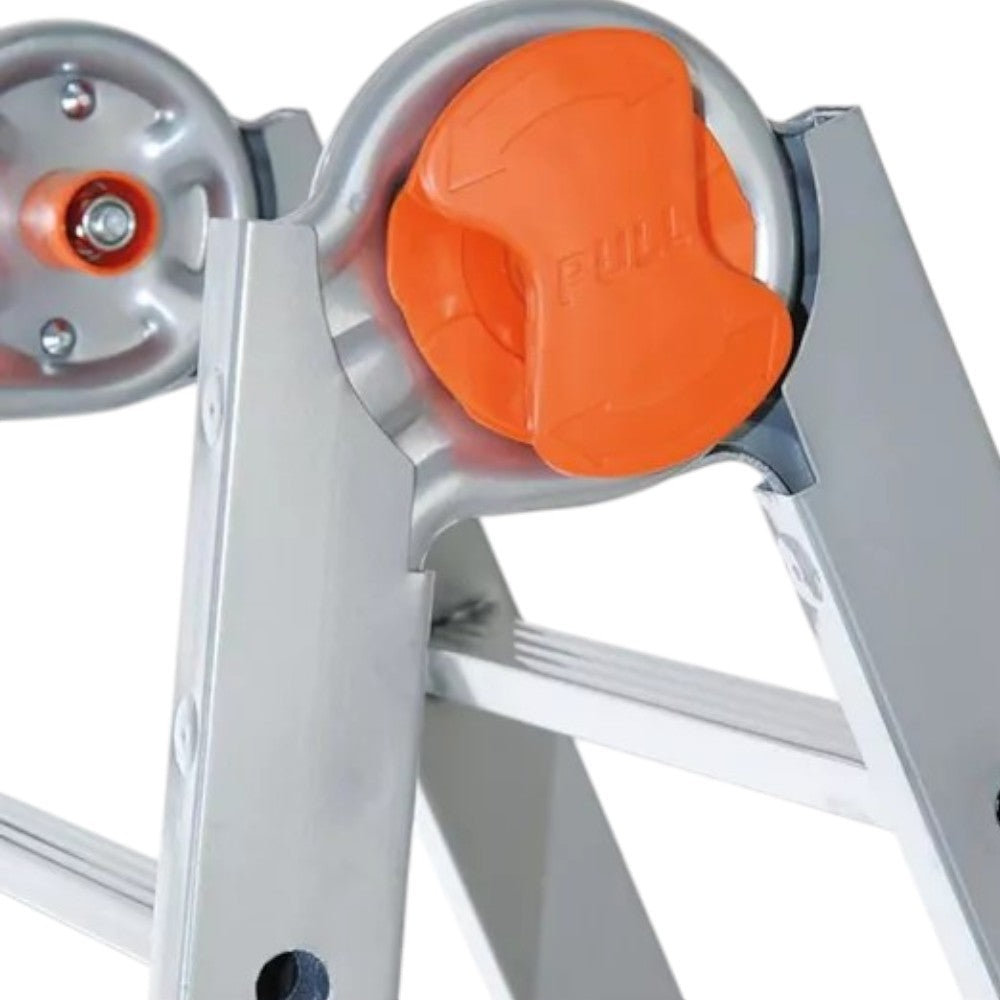 scala telescopica in acciaio verniciato 4+4 gradini altezza 376 cm sicurezza e portata max 100 kg antisdrucciolo