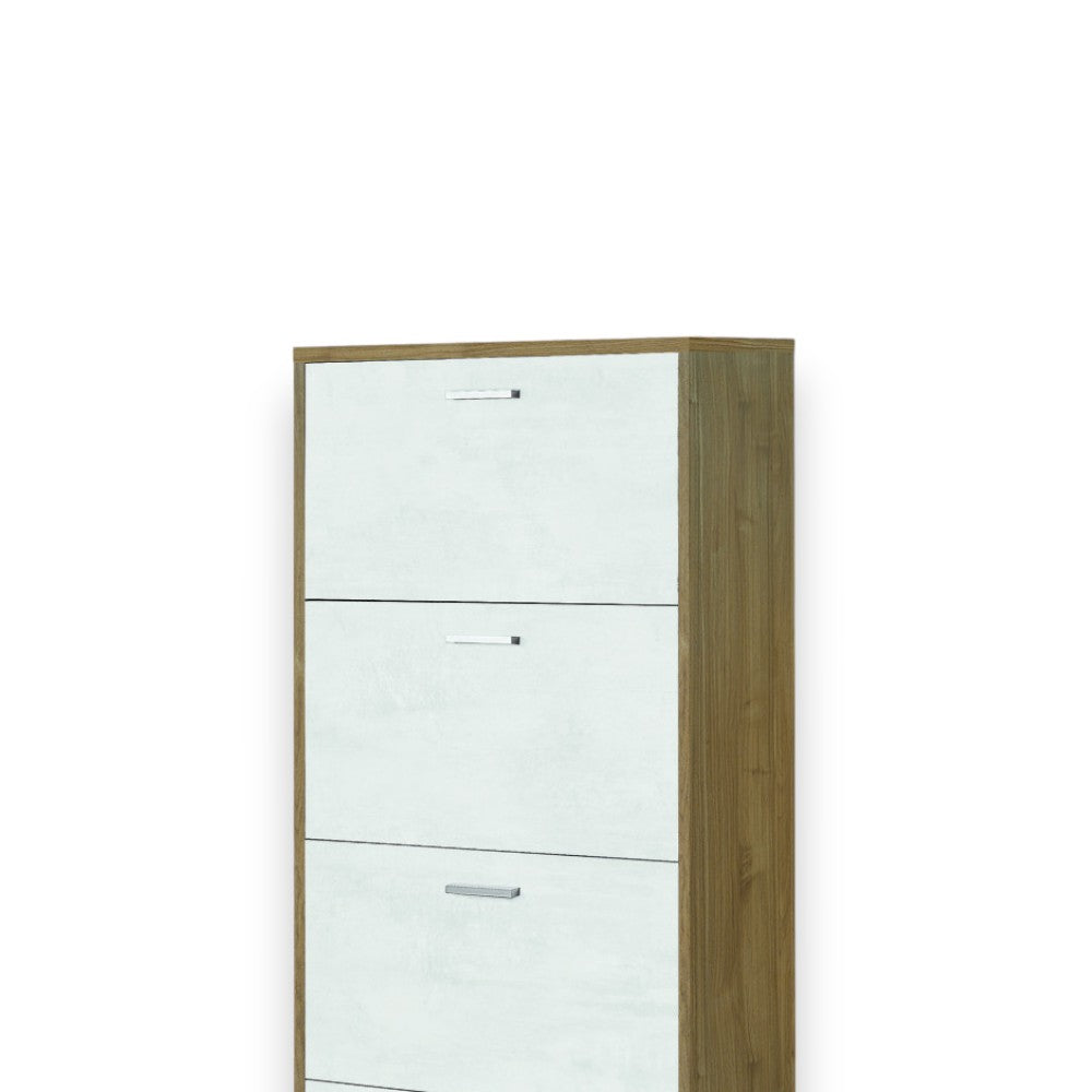 Scarpiera 4 ante moderna in MDF compatta color noce e bianco per arredo casa con design salvaspazio e capacità ottimale