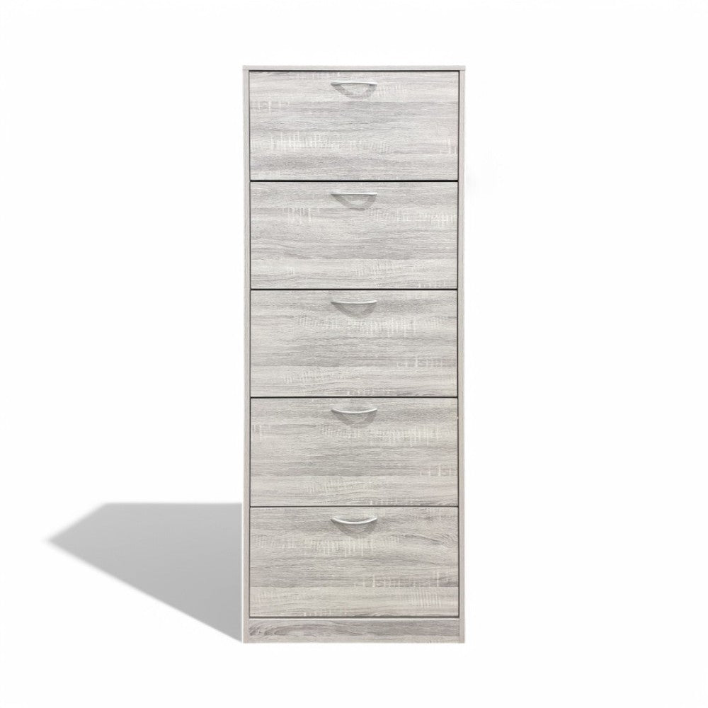Scarpiera verticale 5 ante in legno truciolare bilaminato grigio 60x24xH180 cm