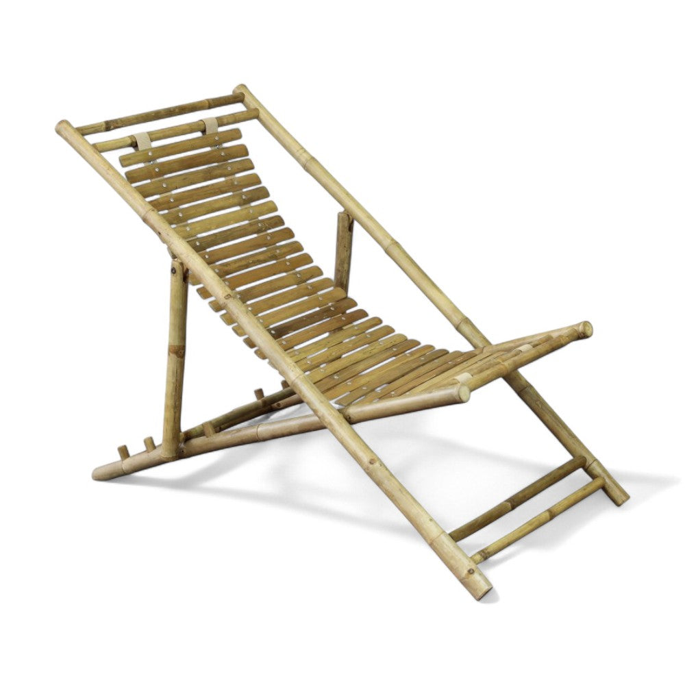 Sdraio dondolo in legno bamboo marrone 117x60xH68 cm per giardino arredamento esterno