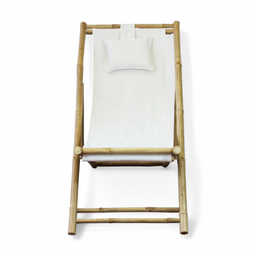Sdraio dondolo in bamboo legno marrone con cuscino per relax 117x60xH68 cm