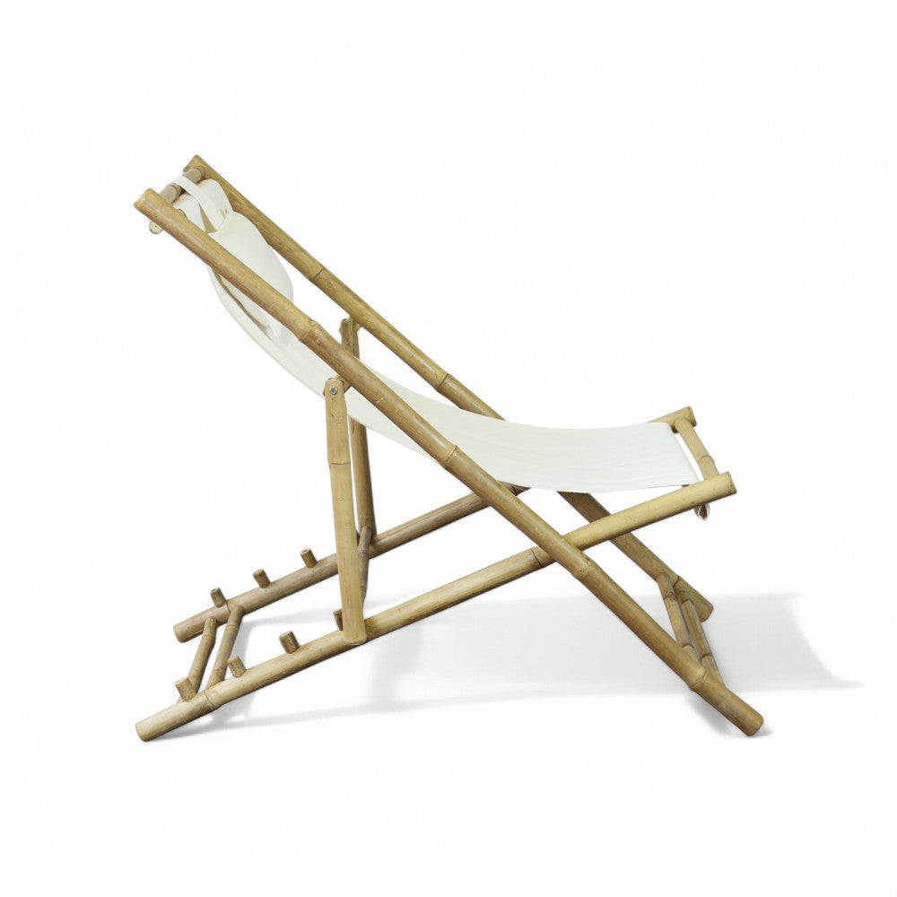 Sdraio dondolo in bamboo legno marrone con cuscino per relax 117x60xH68 cm