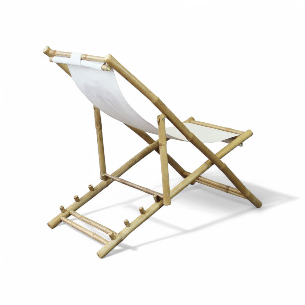 Sdraio dondolo in bamboo legno marrone con cuscino per relax 117x60xH68 cm