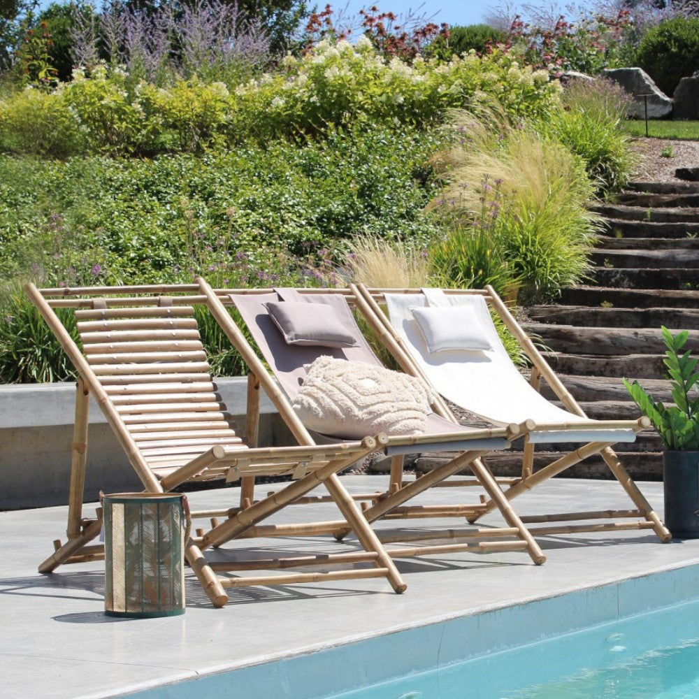 Sdraio dondolo in bamboo legno marrone con cuscino per relax 117x60xH68 cm