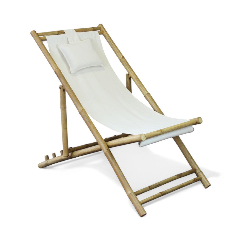 Sdraio dondolo in bamboo legno marrone con cuscino per relax 117x60xH68 cm