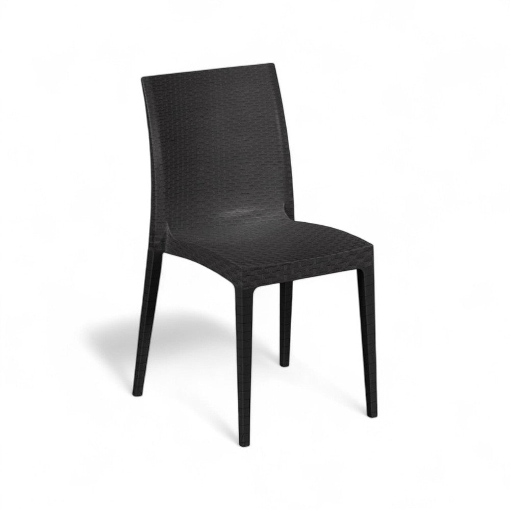 6 sedie impilabili in resina effetto rattan antracite linea elegance Madam