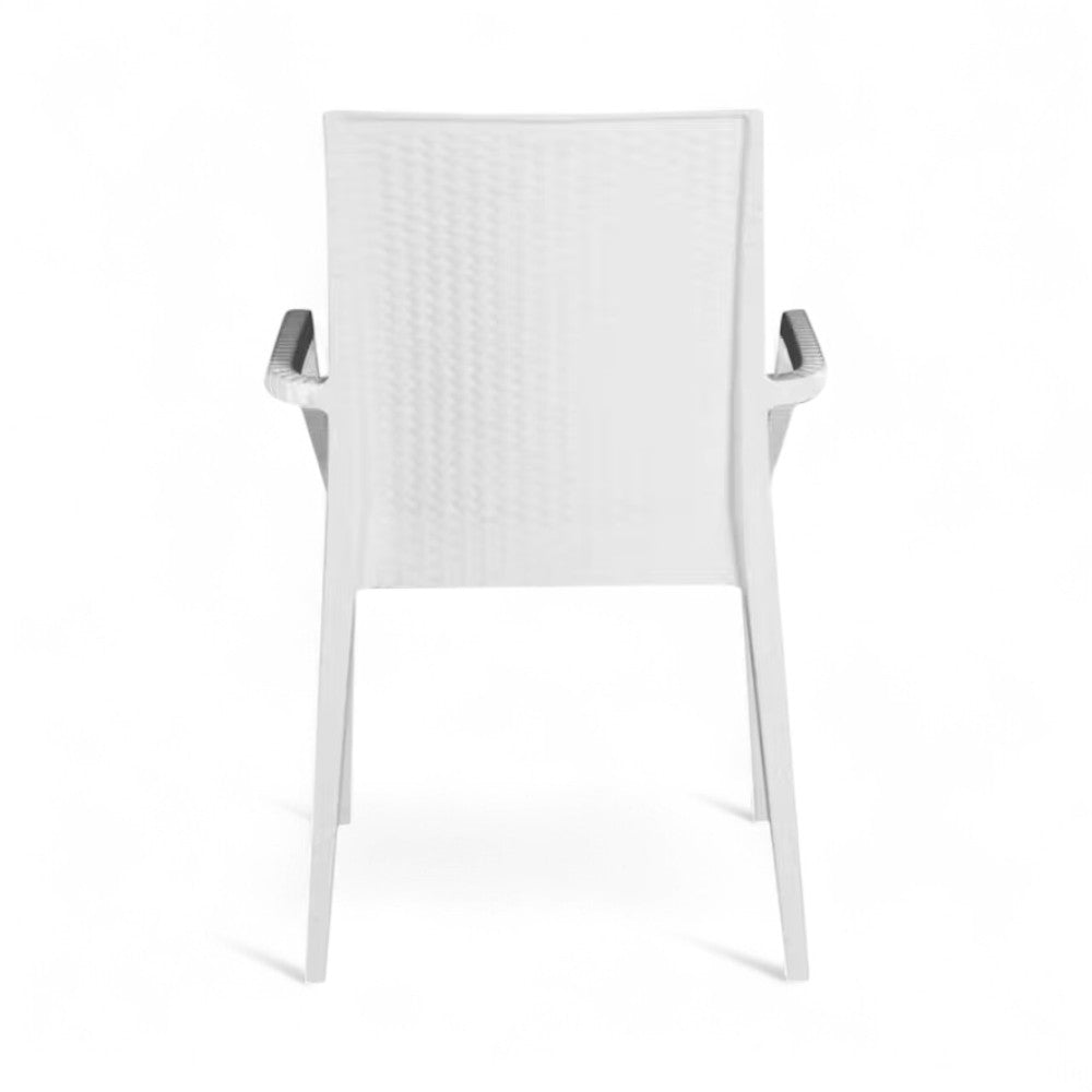 Sedia impilabile con braccioli in resina effetto rattan Duke