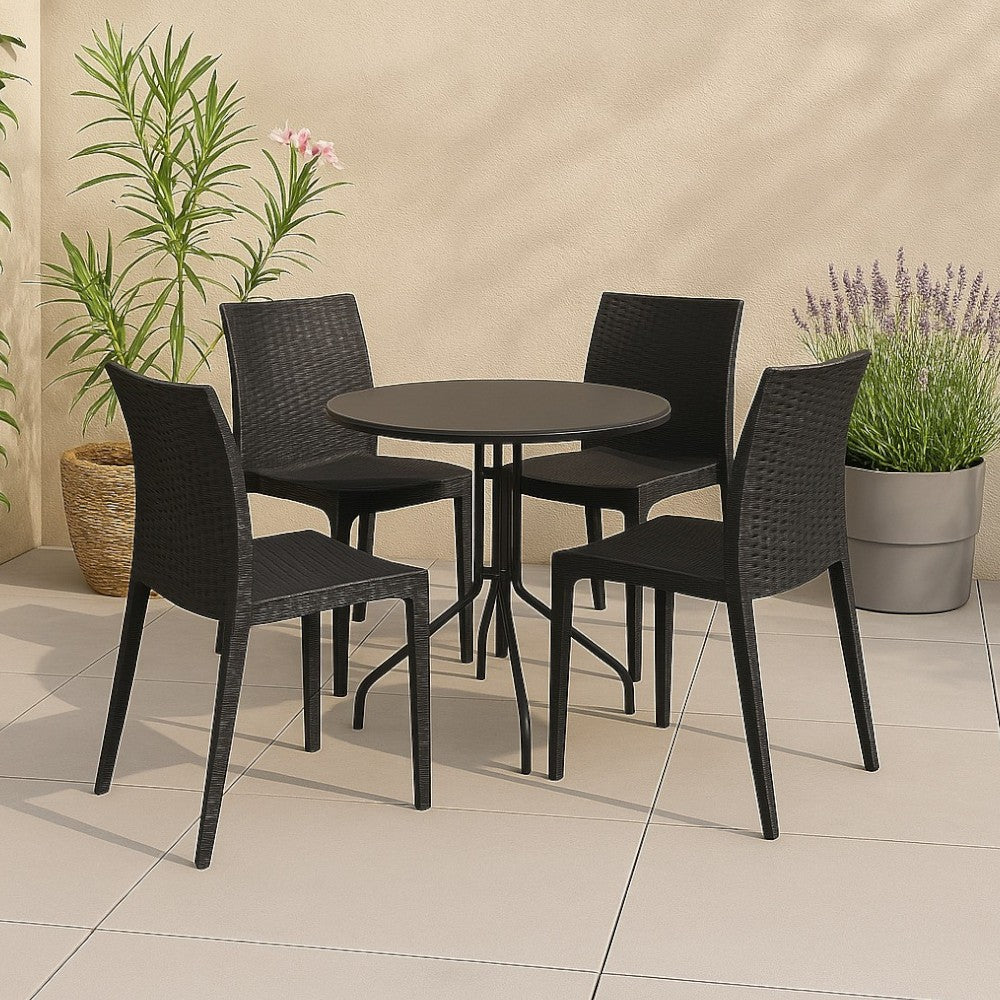 6 sedie impilabili in resina effetto rattan antracite linea elegance Madam