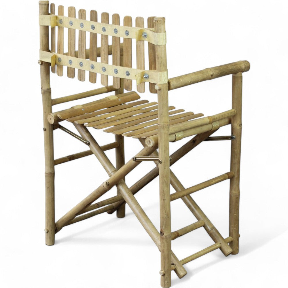 Sedia regista marrone in legno bamboo 60x44xH88