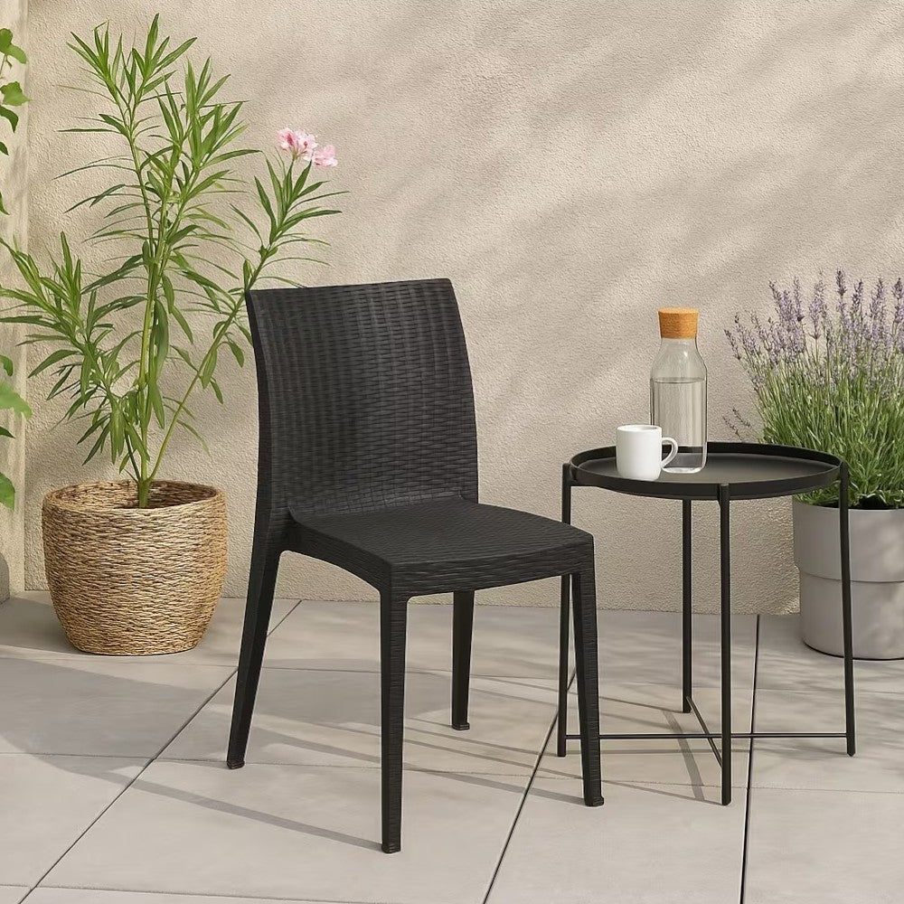 6 sedie impilabili in resina effetto rattan antracite linea elegance Madam