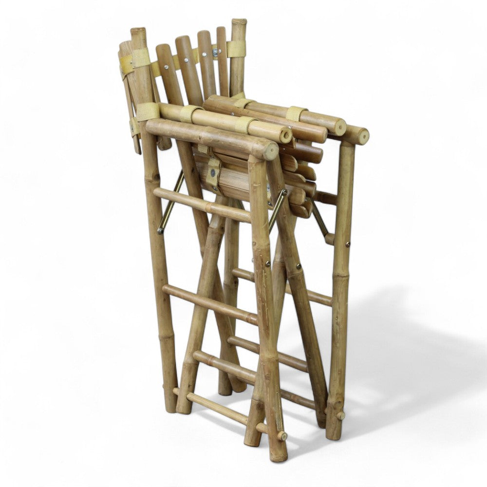 Sedia regista marrone in legno bamboo 60x44xH88