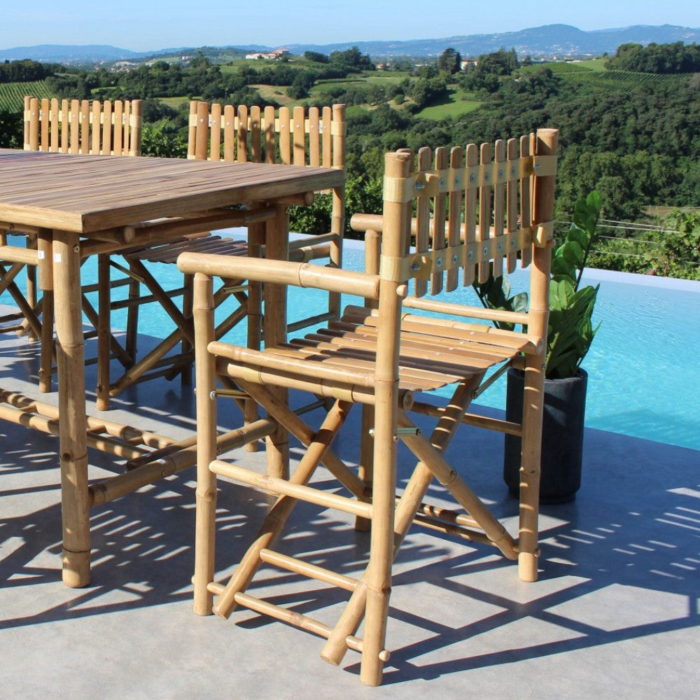 Sedia regista marrone in legno bamboo 60x44xH88