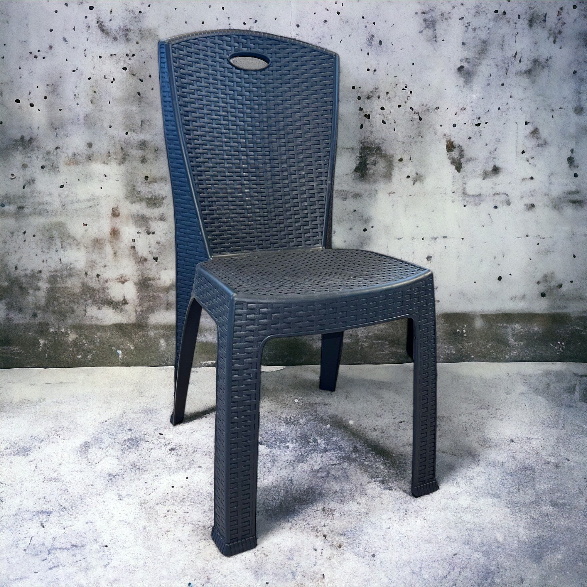 6 Sedie impilabili da interno ed esterno giardino in resina effetto rattan antracite senza braccioli Roma
