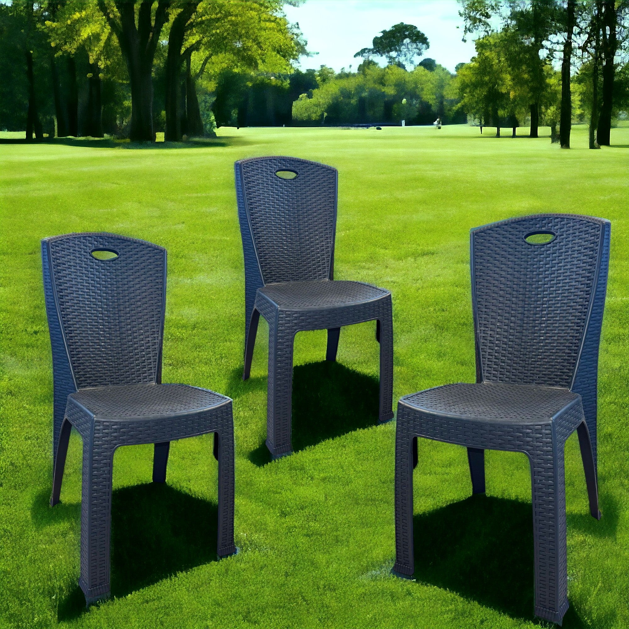 6 Sedie impilabili da interno ed esterno giardino in resina effetto rattan antracite senza braccioli Roma