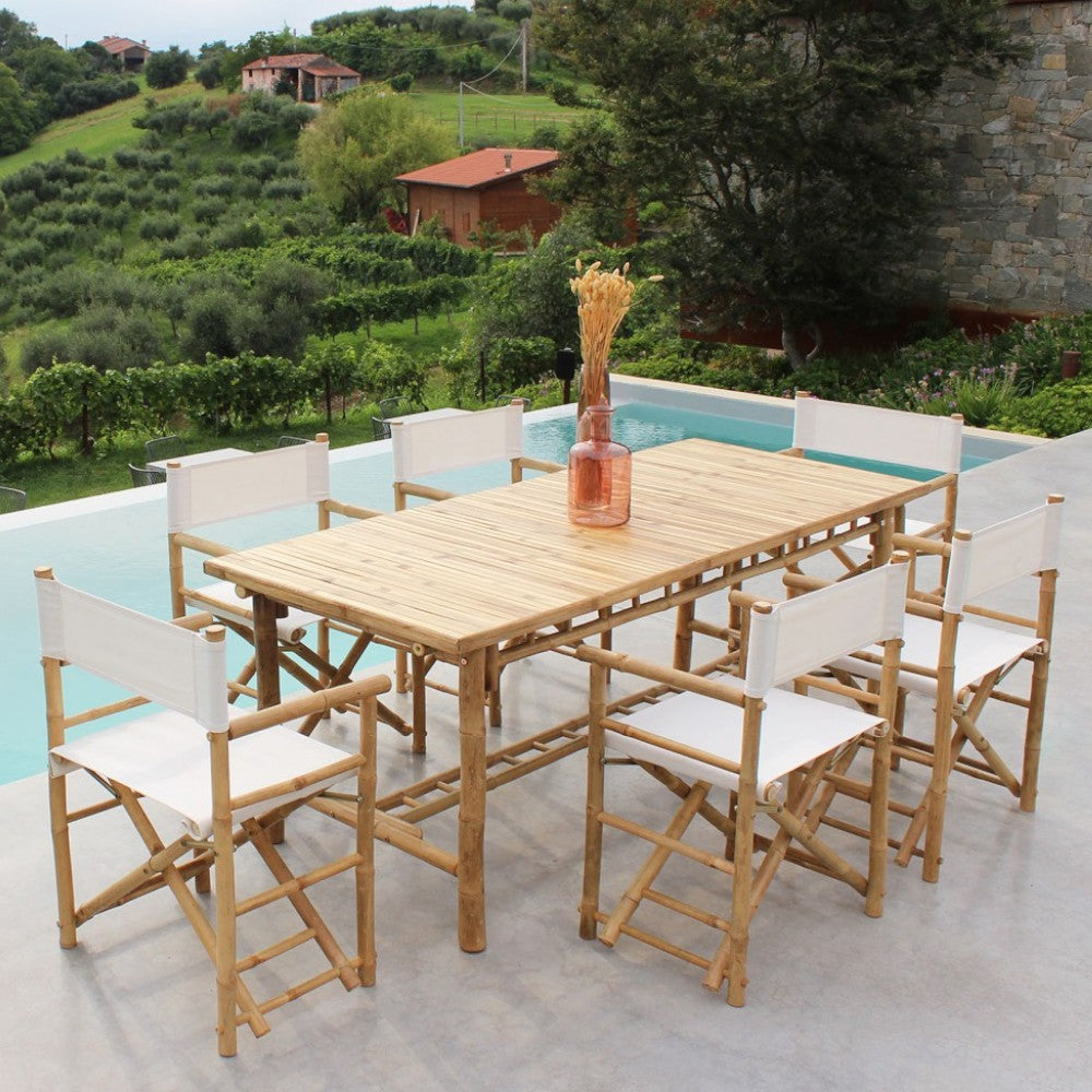 Sedia regista pieghevole in legno bamboo marrone 60x44xH88 cm per esterno