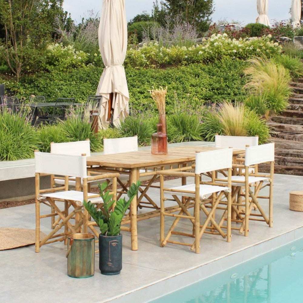 Sedia regista pieghevole in legno bamboo marrone 60x44xH88 cm per esterno