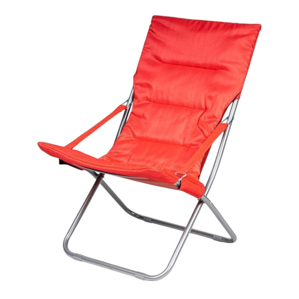 Sdraio spiaggina canapone prendisole rossa in pvc e acciaio pieghevole 65x80xH38/96 cm