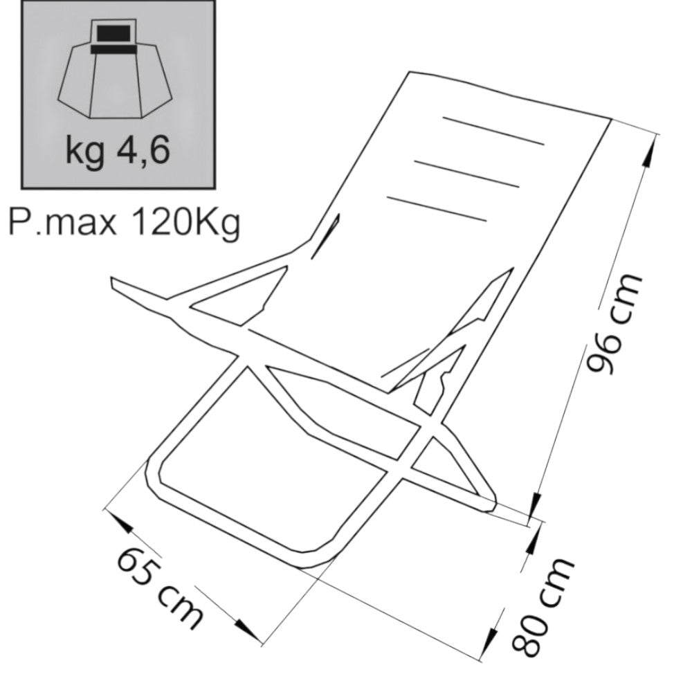 Sdraio spiaggina canapone prendisole rossa in pvc e acciaio pieghevole 65x80xH38/96 cm