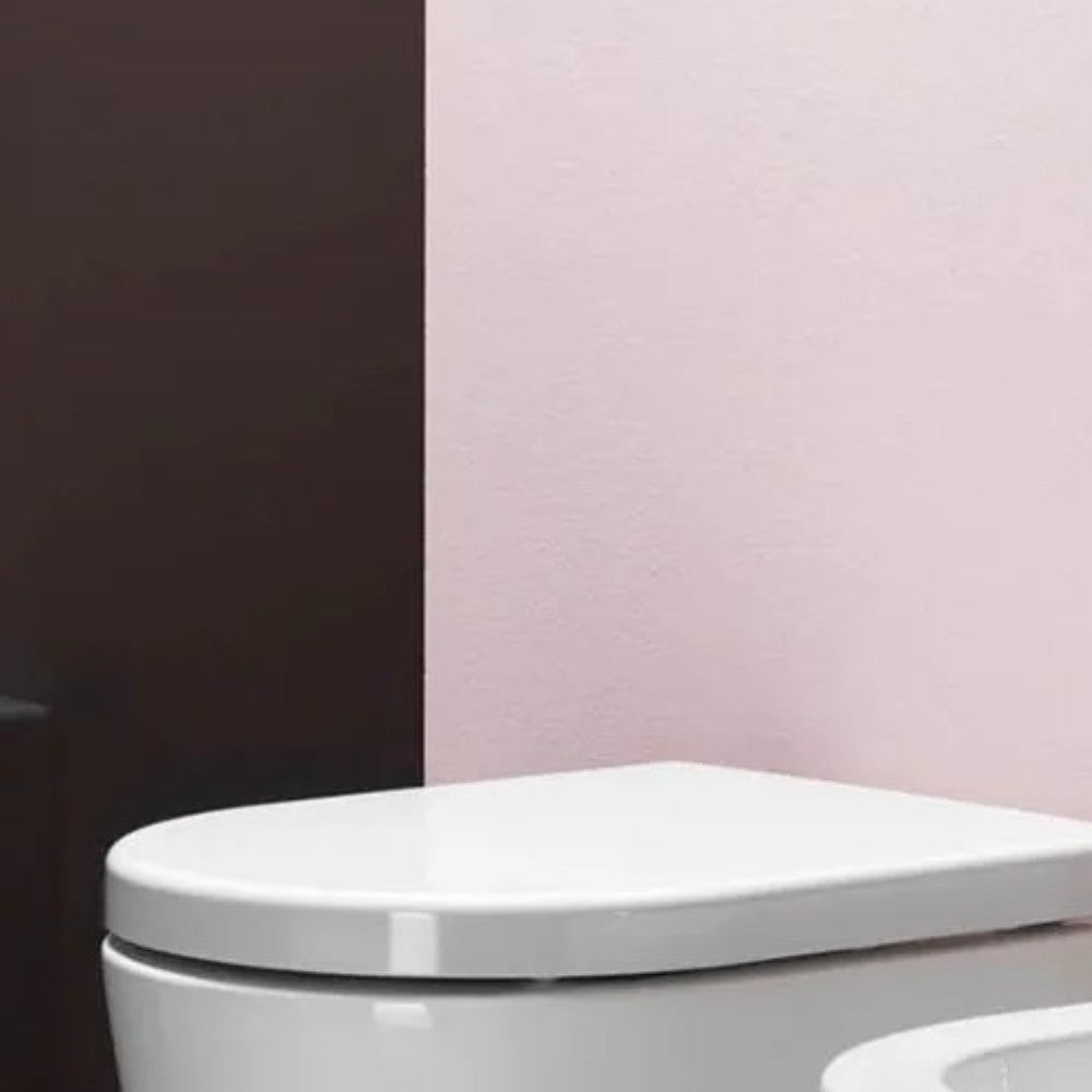 Sedile wc bianco termoindurente con cerniere in acciaio