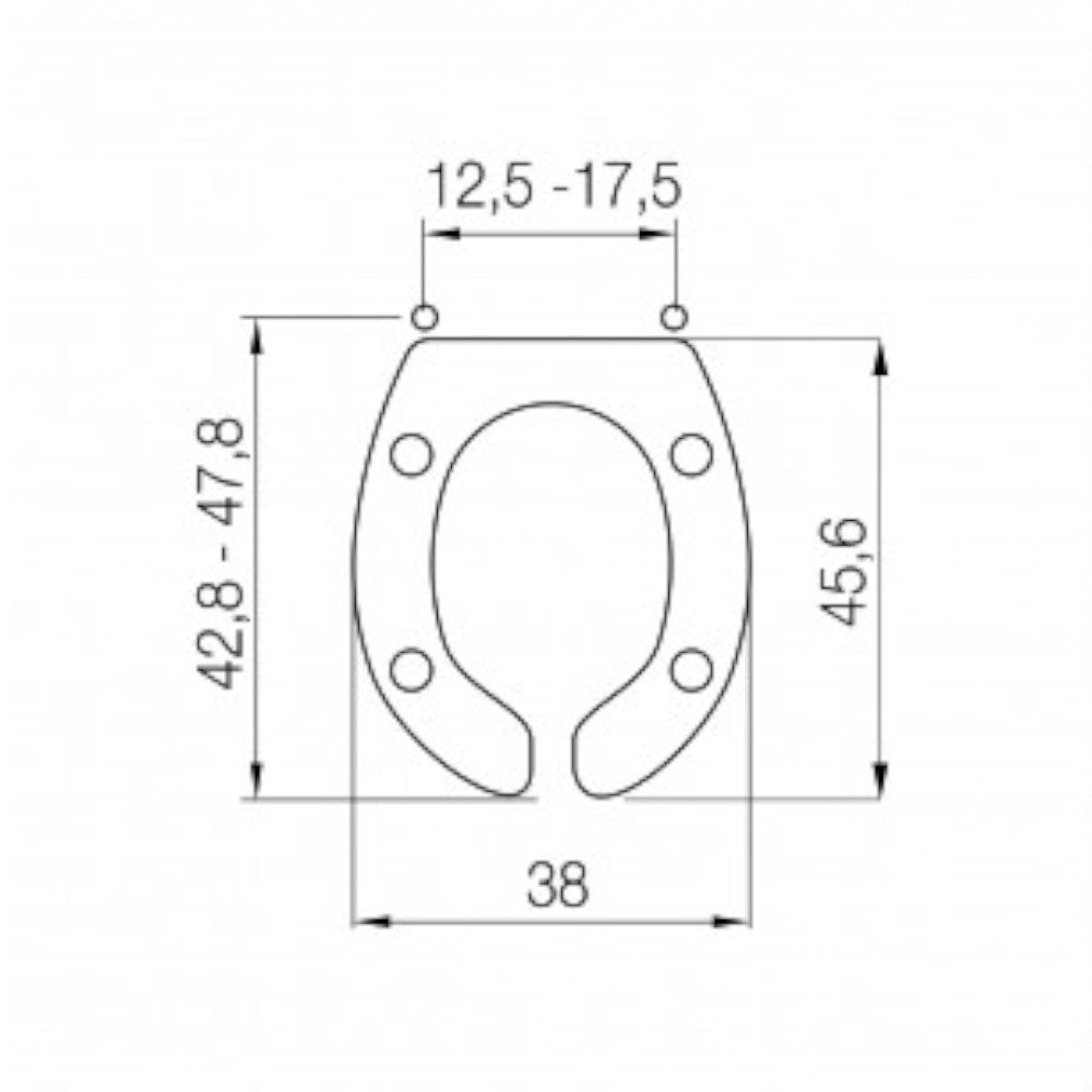 Sedile wc ergonomico universale per disabili in termoindurente bianco con apertura frontale e cerniere inox