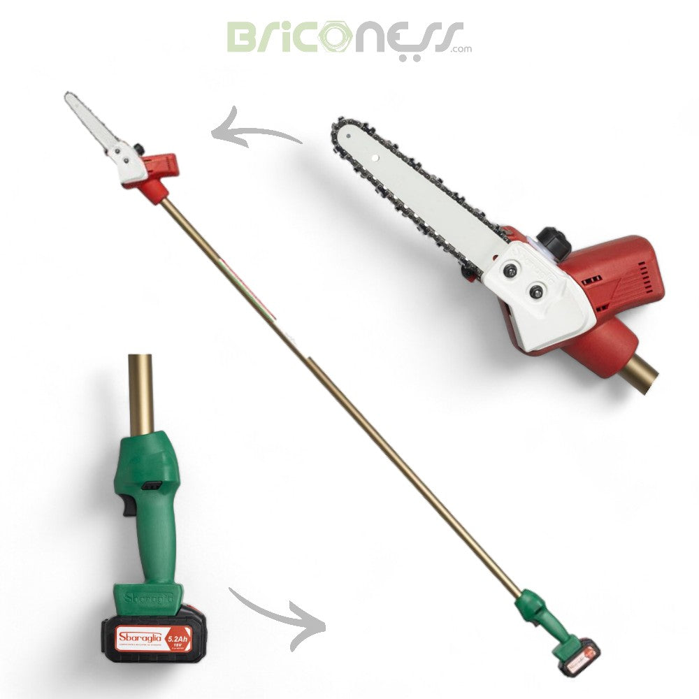 Sega seghetto da pota a batteria con asta in alluminio  telescopica da 1.5 a 2.5mt Ares 21 V brushless Sbaraglia