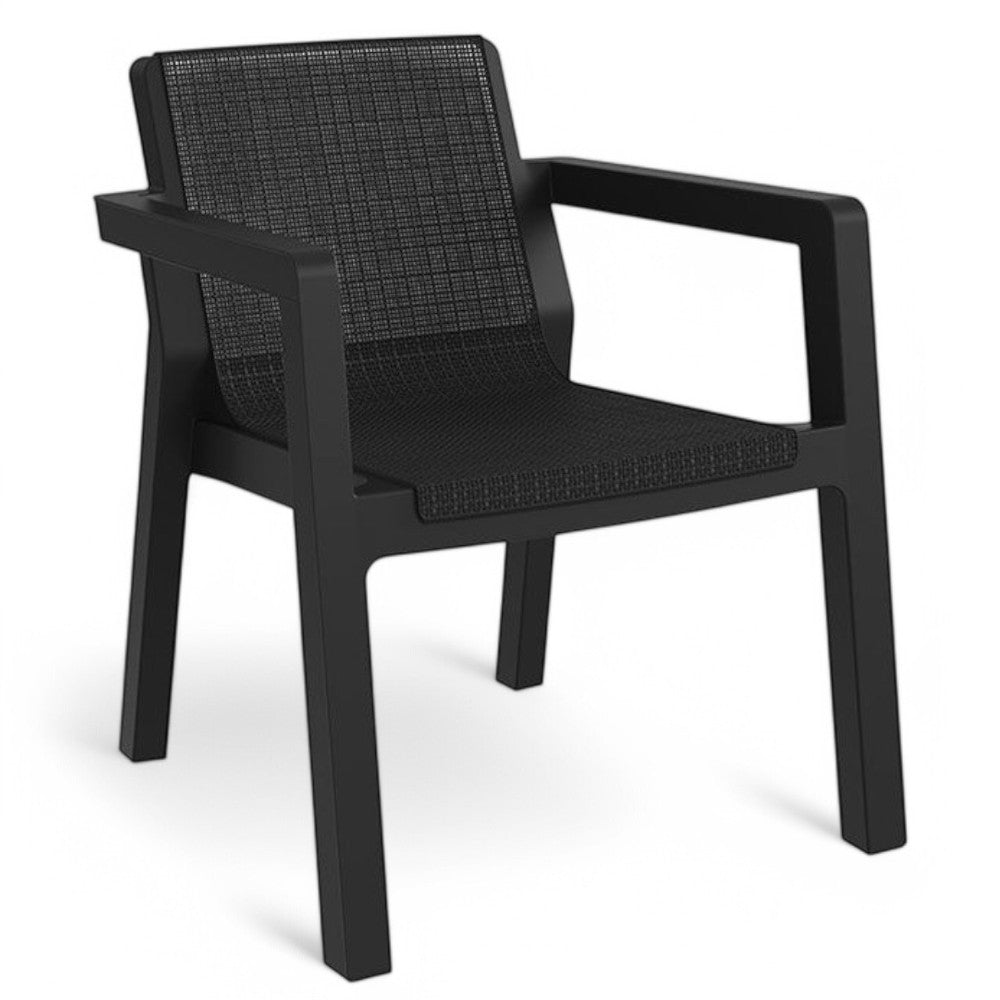 Set salotto composto da 2 sedie e un tavolino in resina riviera antracite da esterno