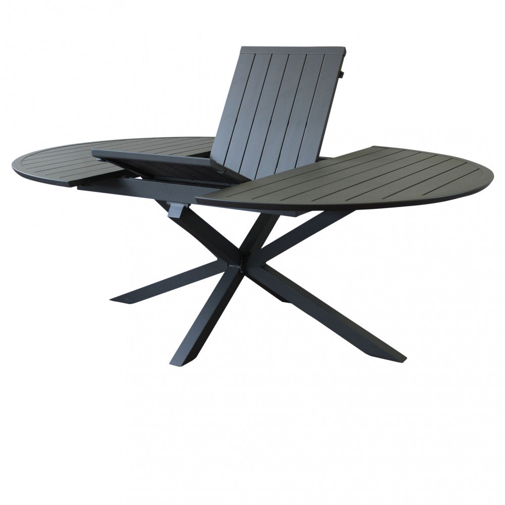 Tavolo in alluminio rotondo allungabile antracite con diametro 150x150xH75 cm Camet