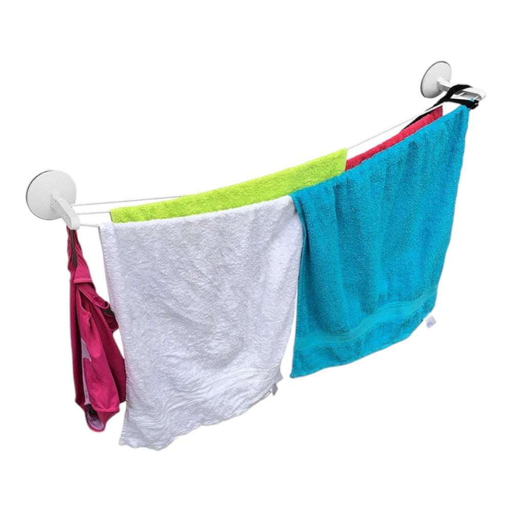 Stendibiancheria da bagno a ventosa con braccetti robusti e compatti ideale per piccoli spazi e logge facilità d'uso e montaggio