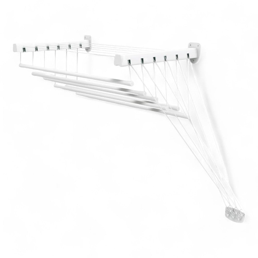 Stendibiancheria saliscendi da parete e soffitto ideale per lenzuola e capi lunghi in acciaio plastificato Made In Italy